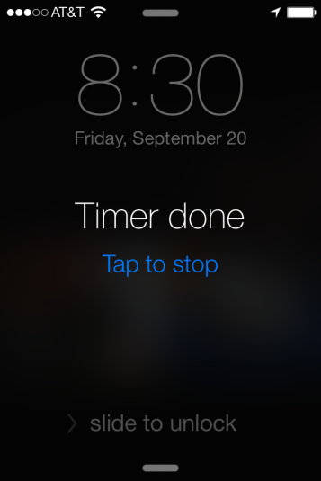 Timer done screen